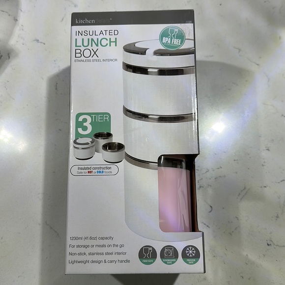 Kitchen Details 3 Tier Pink Insulated Lunch Box - Picture 1 of 5